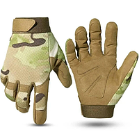 Тактические плотные военные перчатки с усиленными защитными накладками мультикам размер L Код:MS05