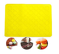 Силиконовый коврик для выпечки макарун, печенья 40 х 30 см желтый Genes ET, код: 8248062
