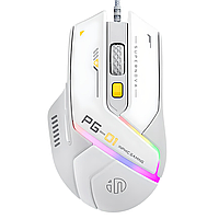 Мышь игровая проводная INPHIC PG1 с RGB подсветкой и 12800 DPI, для геймеров, бело-серый