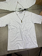 Футболка белая Dolce Gabbana с цепочкой f563 Отличное качество
