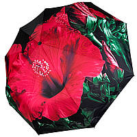Женский зонт-автомат в подарочной упаковке с платком от Rain Flower черный с красным цветком KV, код: 8027284