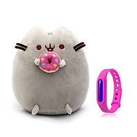 Набор Мягкая игрушка Pusheen cat с пончиком Gray и Детский силиконовый браслет от комаров (vo KV, код: 2641608