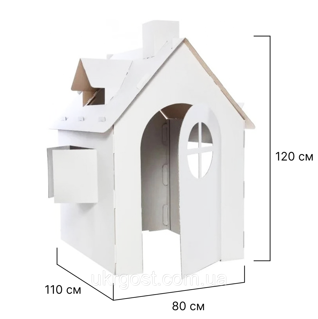 Картонний будиночок хатинка для дітей 120x80x110 см Великий