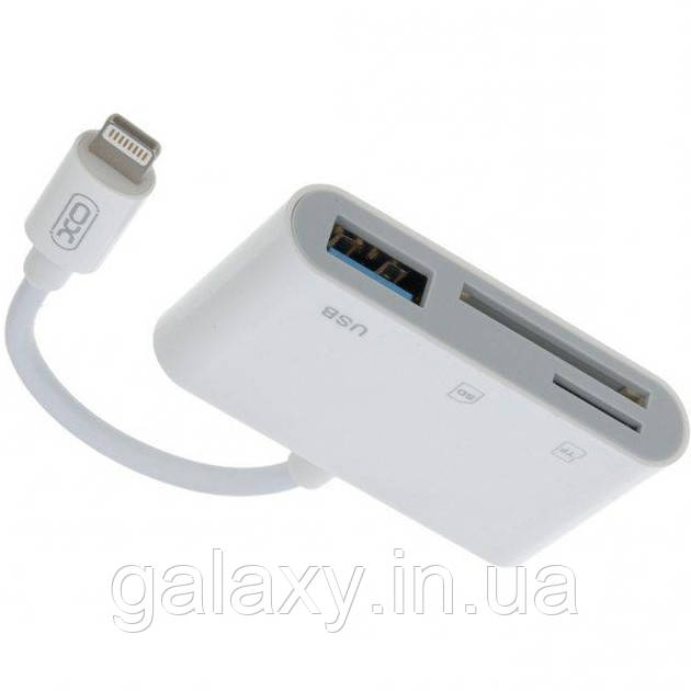 Кардридер XO Lightning to (USB + TF + SD) HUB006, фото 1