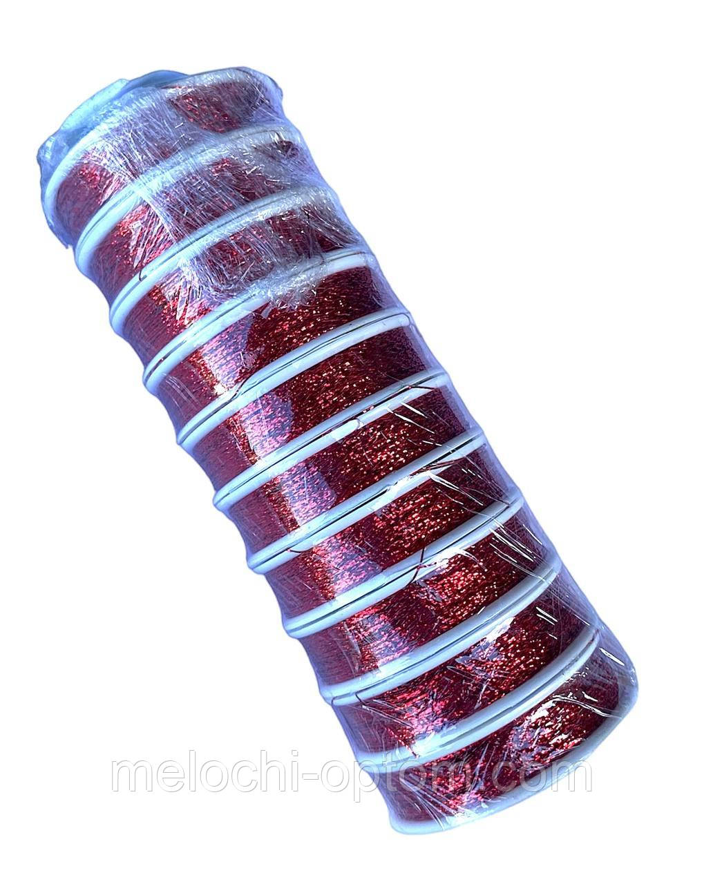 Нитка Люрекс металізована Adele нитка люрекс кругла плоска 100м/10шт колір червоний