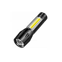 Фонарик светодиодный аккумуляторный Xiamen 3W LED + COB 350 лм USB (PH050713) BK, код: 8404112
