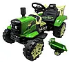 Акумуляторний трактор С2 зелений із причепом TS-6601, фото 6