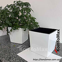 Горщик для квітів Юка глянець 19х19см. висота 19,5см. білий Ламела