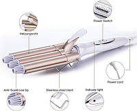 Плойка для завивки волос с 3 стержнями и регулируемой температурой Top4ever Lockenstab 22mm
