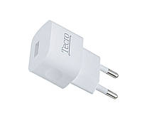 Сетевое зарядное устройство Tecro (1xUSB, 1A) White (TR-CHG01-WT) GT, код: 6703622