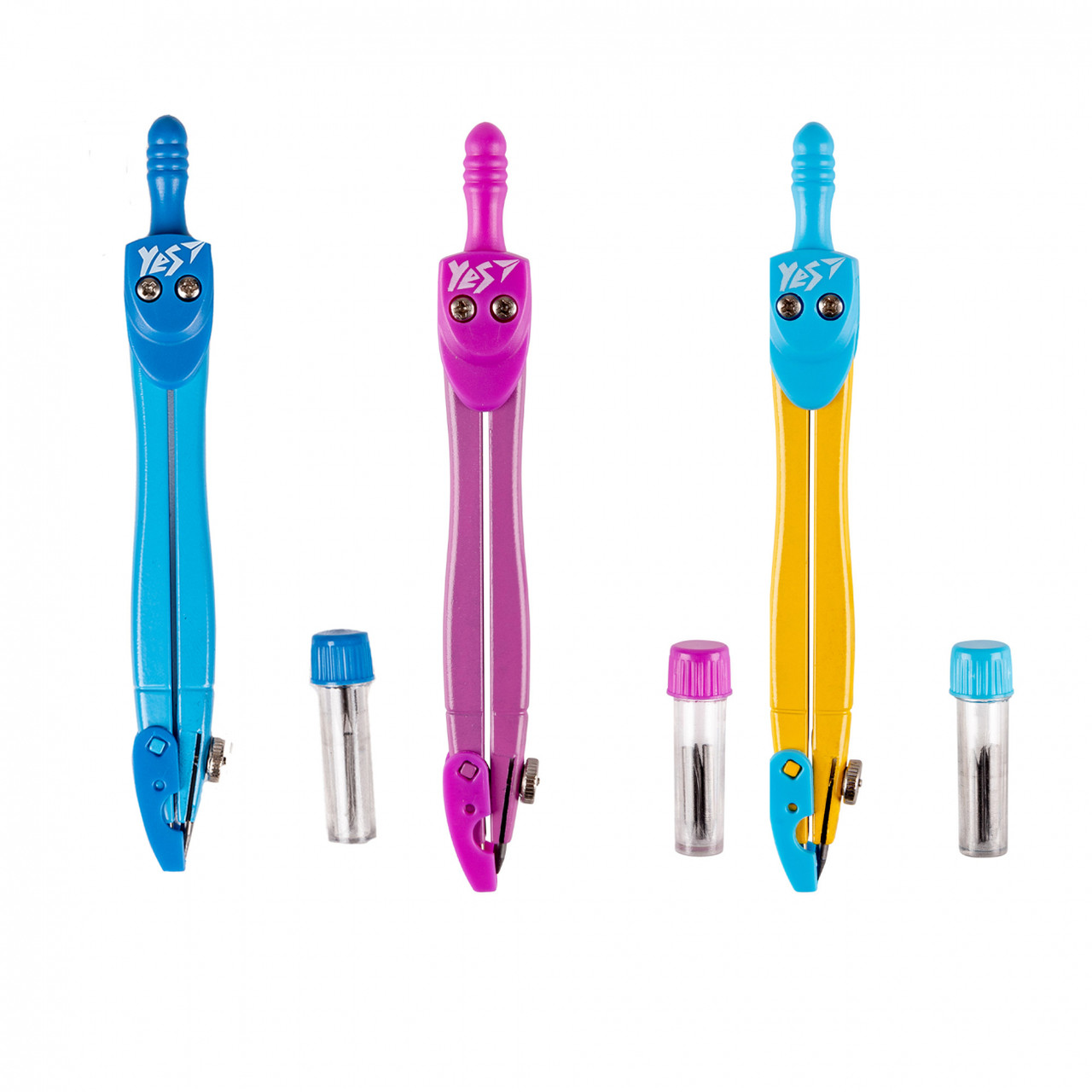 Циркуль Yes у прозорому чохлі із захистом голки та запасними грифелями 220091, фото 1