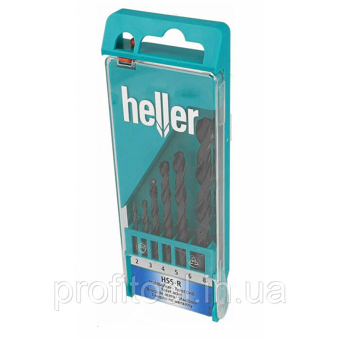 Набір свердел по металу HSS 2/3/4/5/6/8 мм, 6 шт. 17732 Heller, фото 1