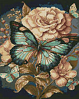 Алмазна мозаїка Метелик на трояндах Нікітошка (GJ6351) 40 х 50 см