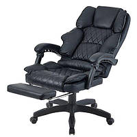 Офисное кресло для руководителя до 120кг с подставкой для ног эко кожа черное BS08 Германия