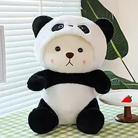 Мягкая игрушка медвежонок Тедди плюшевый в костюме панды 40 см Бело-черный