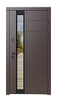 Вхідні двері SK Стелс, plastid металік/біле дерево вуличні комплектація Елегант+Терморозрив