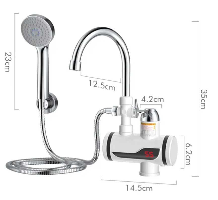 Кран-водонагреватель с душем нижнее подключение Instant electric heating water Faucet FT-001 GHF - фото 2 - id-p2171082399