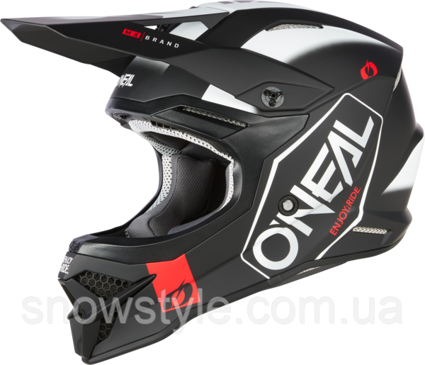 Шолом мотошолом для мотокросу O'NEAL 3SRS Helmet Hexx V.23 Black/White L 59-60см