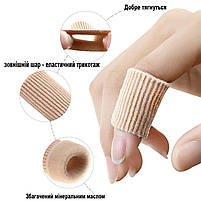 Напальчники обрізні силіконові від мозолів та натирань на пальці ніг та рук розмір М 1шт 2х15см, фото 7