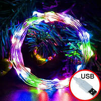 Гирлянда роса USB 10м RGB