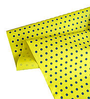 Папір для упаковки (відео), 10 метрів рулон, колір жовтий/синій горох