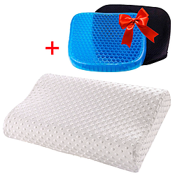 Подушка з ефектом пам'яті (50х28х7 см) GH1188 + Подарунок Гелева подушка Egg Sitter / Ортопедична подушка
