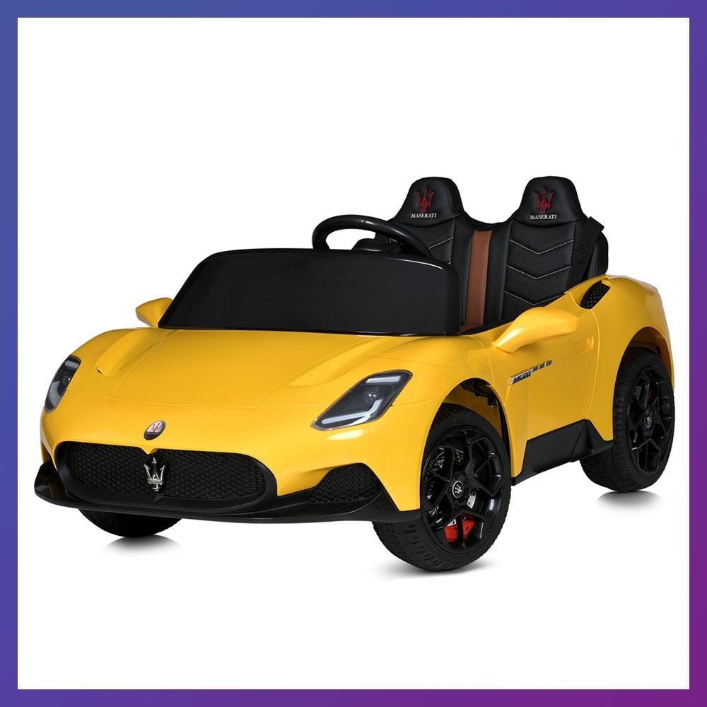 Дитячий електромобіль на акумуляторі двомісний Maserati M 5104 з пультом р/у для дітей 3-8 років Жовтий