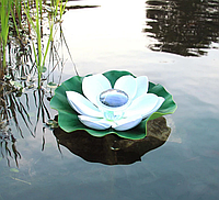 Светильник цветок Лотос для пруда бассейна на Солнечной Батарее NC-02 29 см Белый