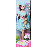 Кукла Медсестра с ребенком в голубом платье MIC (YT059A1 2 3 4 5) FG, код: 8238393