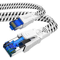 Кабель Digoloan Cat 8 Ethernet 1 метр Интернет-кабель 40 Гбит/с 2000 МГц Высокоскоростной экранированный сетев