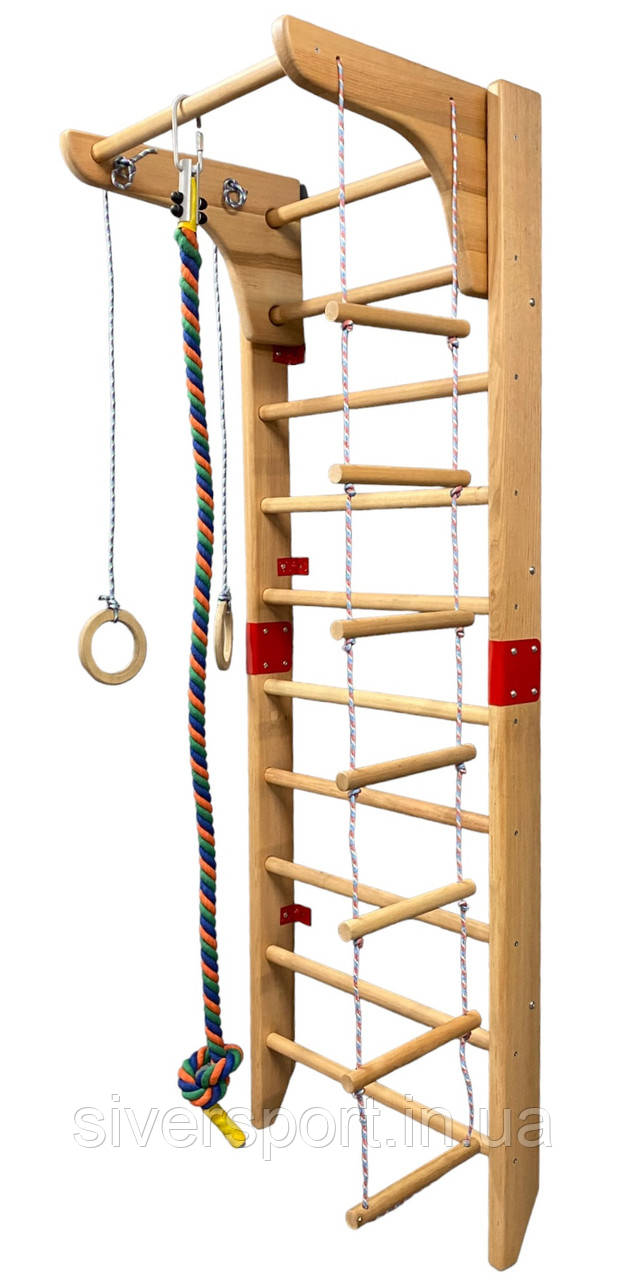 Шведська стінка дерев'яна (розбірна) з навісним обладнанням SW-102, фото 1