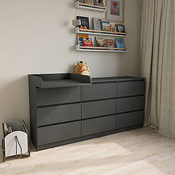 Пеленальний комод Лайт 9 ящиків антрацит