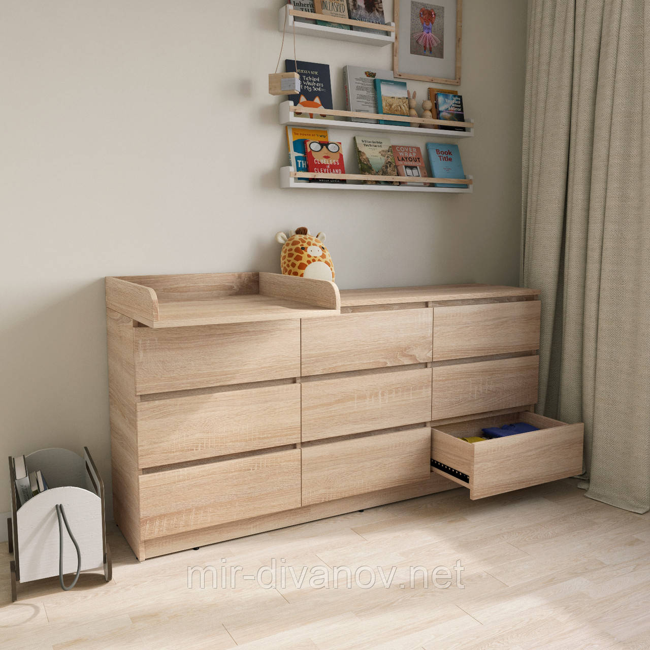 Пеленальний комод Лайт 9 ящиків дуб сонома, фото 1