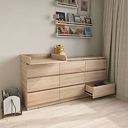 Пеленальний комод Лайт 9 ящиків дуб сонома