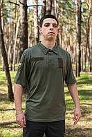 Поло олива всу coolmax мужское летнее военное тактическая уставная форменная футболка хаки милитари солдатская