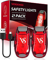 VICKSONGS 2 шт. Светодиодные защитные огни USB перезаряжаемый - Легкий свет для ходьбы с зажимом и ремешком