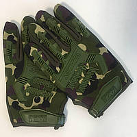 Военные перчатки камуфляжные мультикам с сенсорными накладками защитные тришаровые, перчатки на липучках vsk