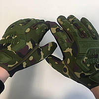Военные перчатки камуфляжные мультикам с сенсорными накладками защитные тришаровые, перчатки на липучках vsk