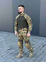 Мужская тактическая форма мультикам полиэстер, Военные штаны с наколенниками и убакс влагонепроницаемые vsk