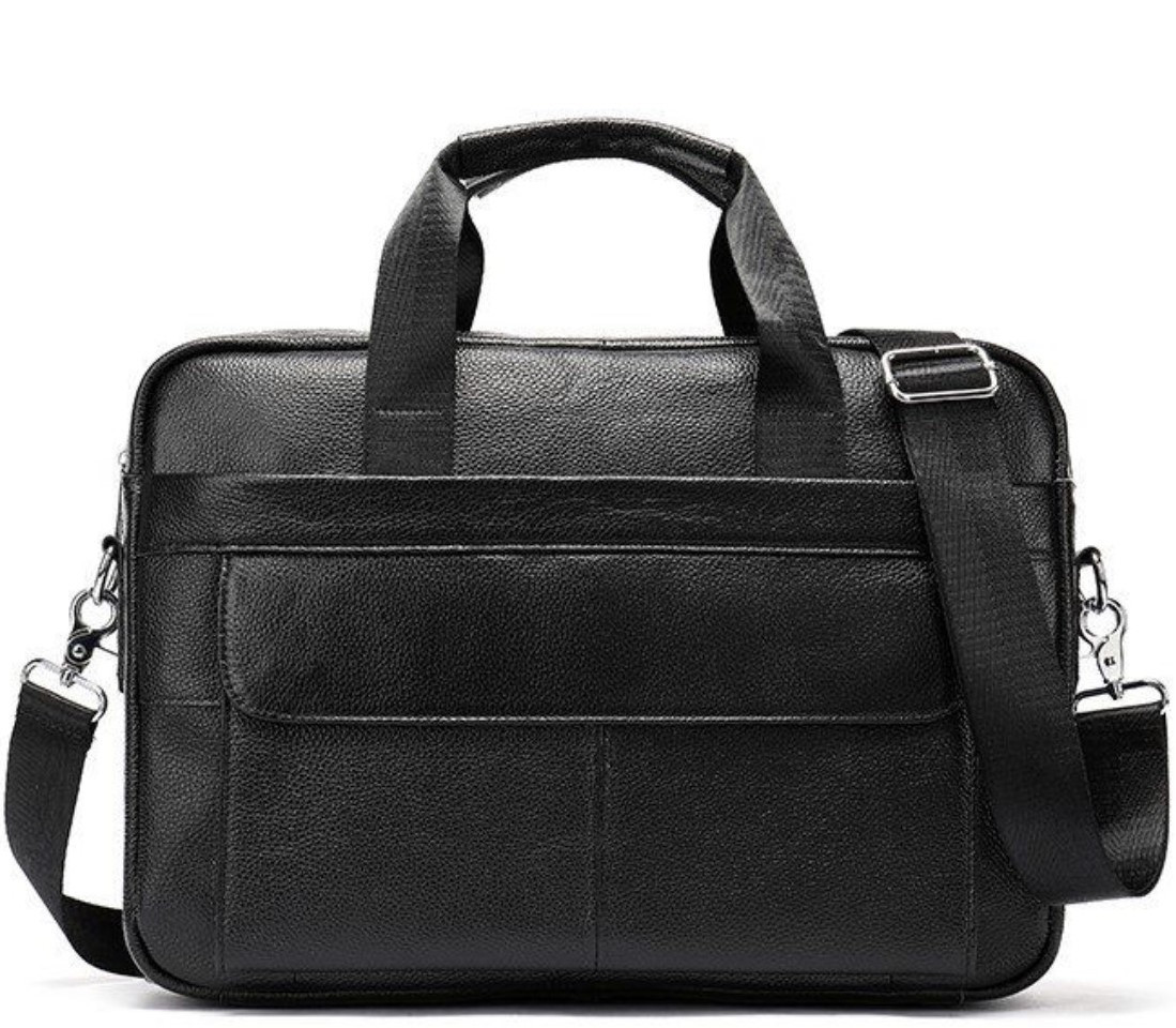 Шкіряна чоловіча сумка для ноутбука і документів чорна Tiding Bag 143412