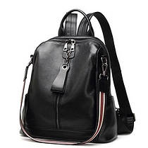 Жіночий шкіряний чорний молодіжний рюкзак на щодень NM-33581