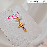 Хрестик зі стрілочкою та камінцями, розмір з колечком 2*1см Xuping 18K