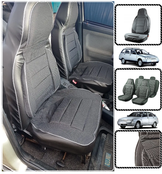 Чохли в салон авто ВАЗ 2111, 2112 Пілот чорно-сірі, фото 1