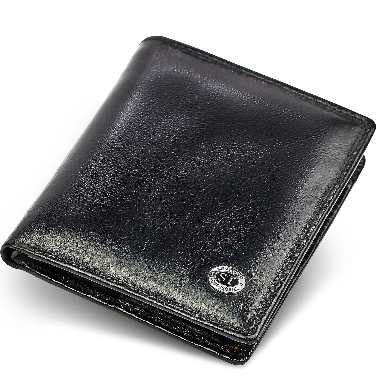 Чоловіче портмоне подвійного складання з натуральної шкіри ST Leather B-MS33 Чорний