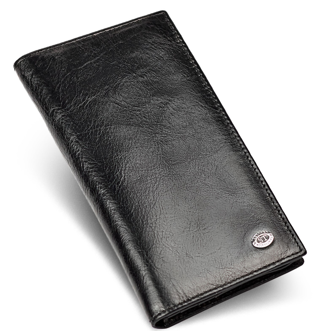 Чорний чоловічий купюрник на магнітах з натуральної шкіри ST Leather ST152