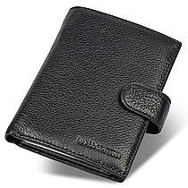 Чорний чоловічий гаманець вертикального типу з натуральної шкіри під документи Marco Coverna MC-5176-1