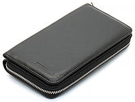 Черный мужской кошелек-клатч на молнии с блоком под карточки из натуральной кожи Marco Coverna MC-3051-1