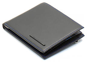 Чорне портмоне з натуральної шкіри з синім обрамленням Marco Coverna MC-1008 A 1221