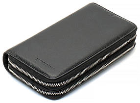 Чорний чоловічий гаманець-клатч на дві блискавки з натуральної шкіри Marco Coverna MC-801