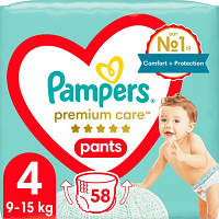 Подгузники Pampers Premium Care Pants Maxi Размер 4  9-15 кг , 58 шт  8001090759993  YTR